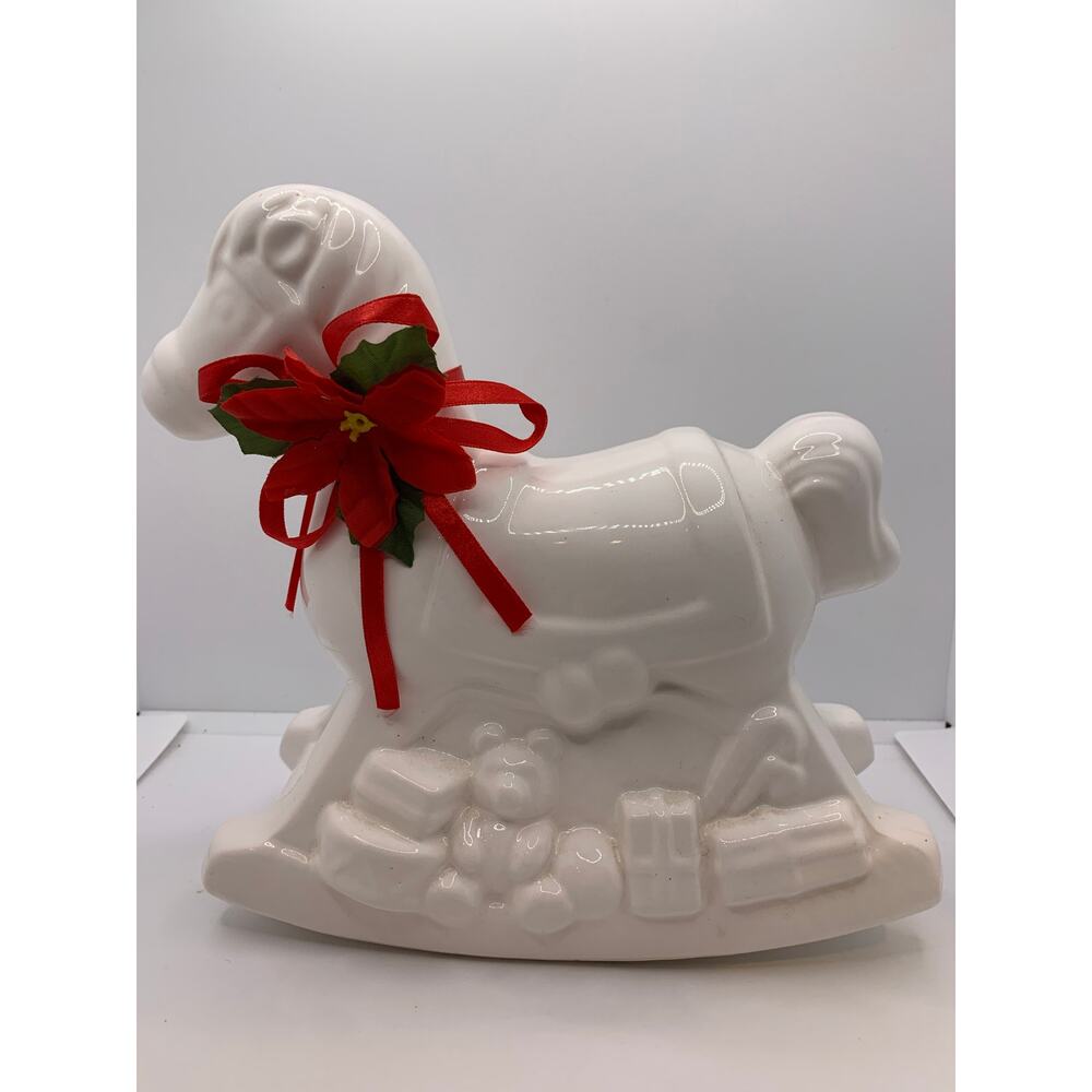 Vintage WPI White Ceramic Christmas Rocking Horse